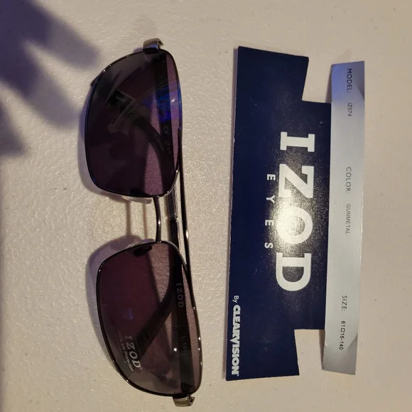 Men's IZOD aviator sunglasses TOP GUN brown size 61 BRAND NEW in GUNMETAL - Picture 2 of 4